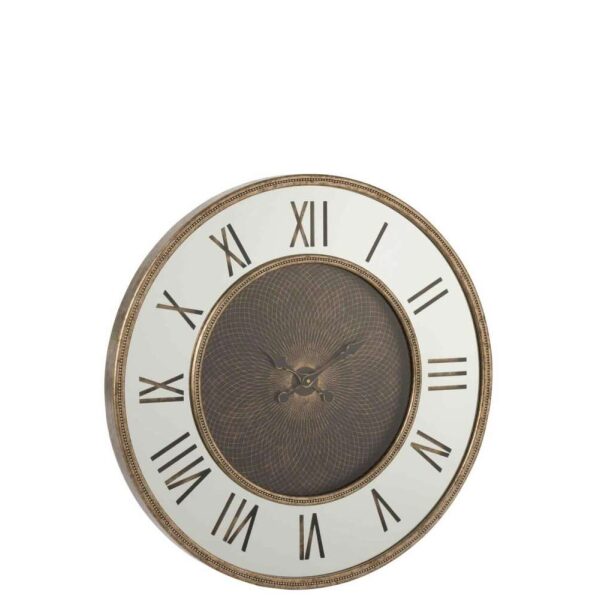 CLOCK ROMAN NUMERALS LED MIRROR MDF ANTIQUE GOLD LARGE