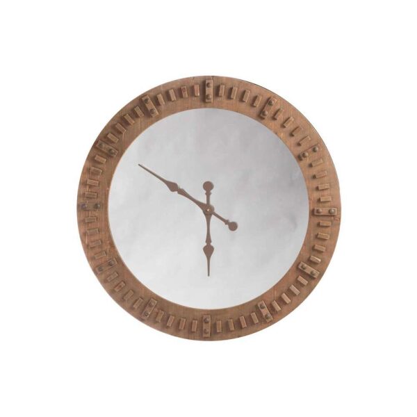 CLOCK+MIRROR WOOD NATURAL LARGE