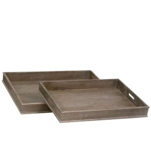 SET 2 TRAY WD GREY W  71x51x8CM