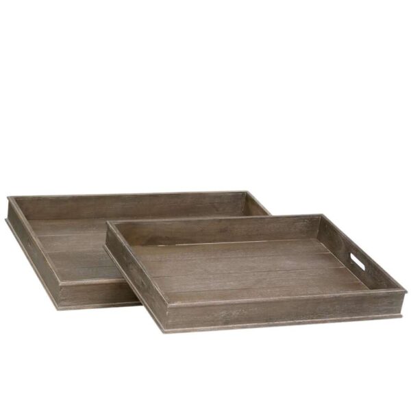SET 2 TRAY WD GREY W  71x51x8CM