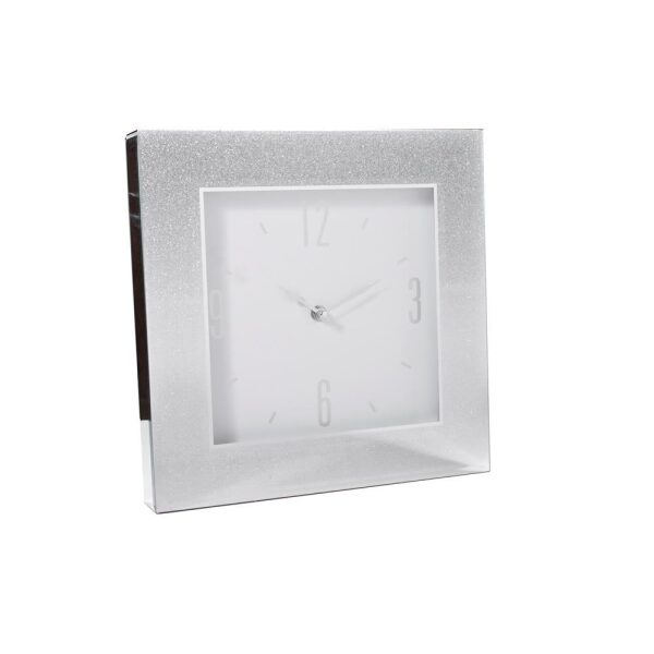Klokke Bord/Vegg Sølv M/Glitter 30Cm