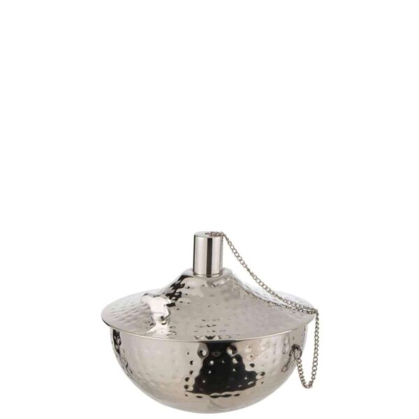 OIL LAMP TABLE ROMA HAMMERED STAINLESS STEEL SILVER