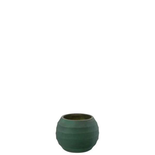 TEALIGHT HOLDER STRIPE GLASS GREEN SMALL