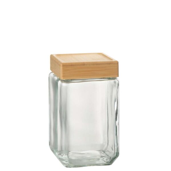 GLASS POT BRAD GLASS/BAMBOO TRANSPARENT/NATURAL LARGE