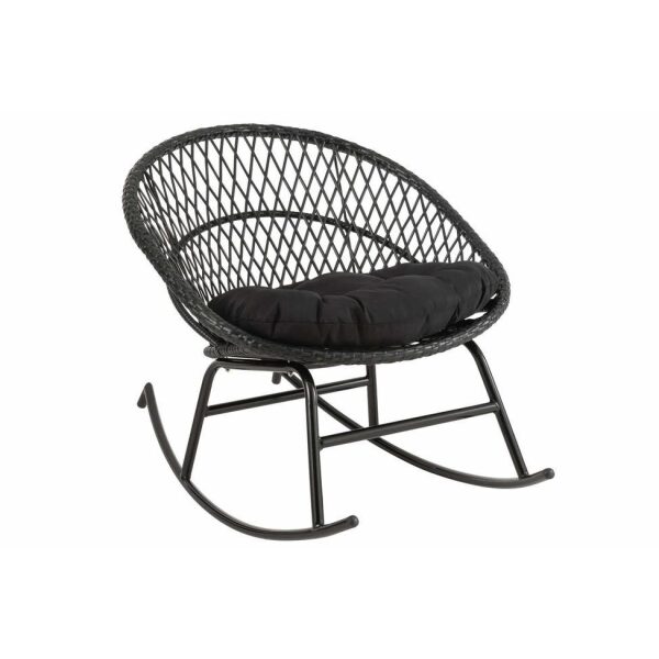 ROCKING CHAIR+CUSHION ZAYO METAL/REED BLACK
