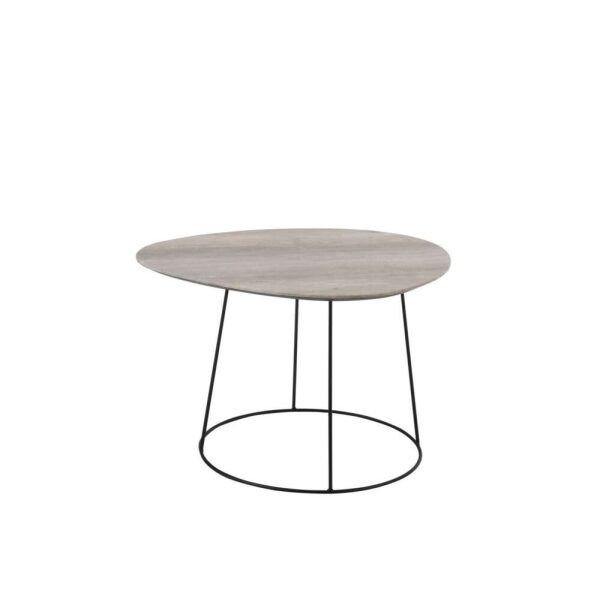 COFFEE TABLE OVAL DISTORTED MDF/IRON NATURAL/BLACK SMALL