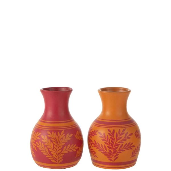 VASE BRANCHES+LINES TERRACOTTA ORANGE/PINK ASSORTMENT OF 2