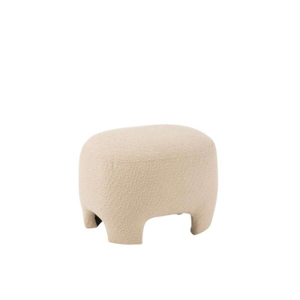 POUF KNITTED TEXTILE/WOOD WHITE