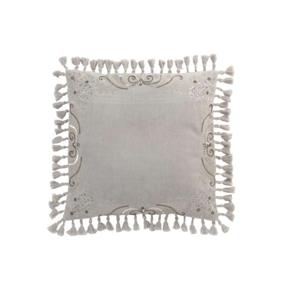 CUSHION MOROCCAN EDGES WITH TASSELS VELVET GREY