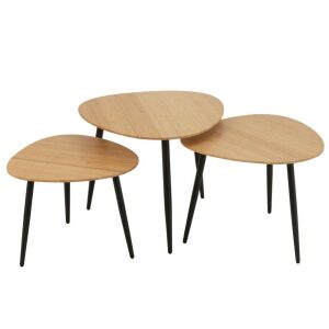 SET OF 3 SIDE TABLES PALETTE BAMBOO/METAL NATURAL/BLACK