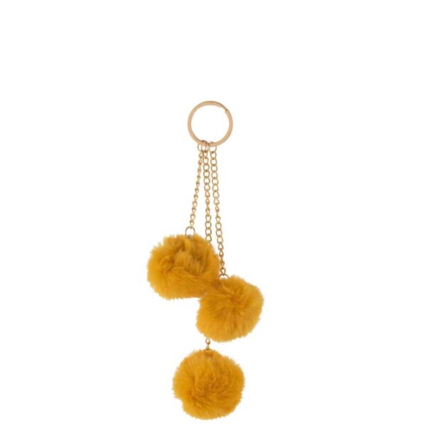 KEYCHAIN 3 BALLS TEXTILE OCHRE
