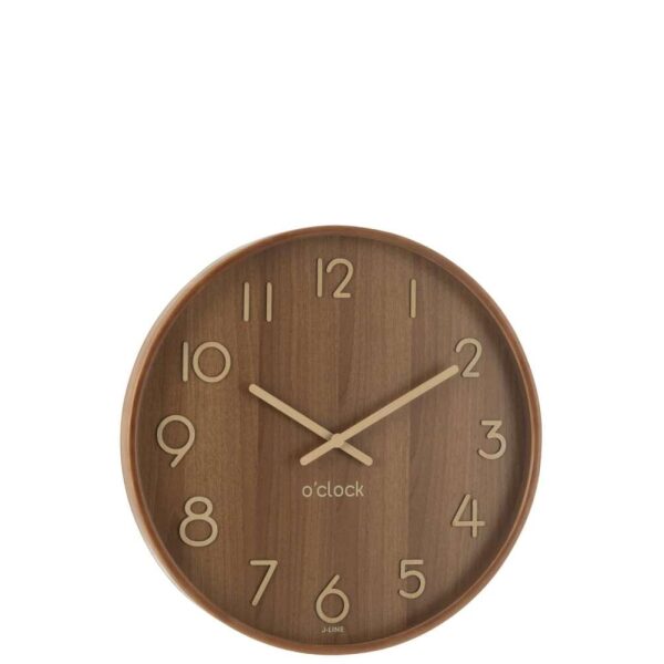 WALL CLOCK PLYWOOD/MDF DARK NATURAL LARGE
