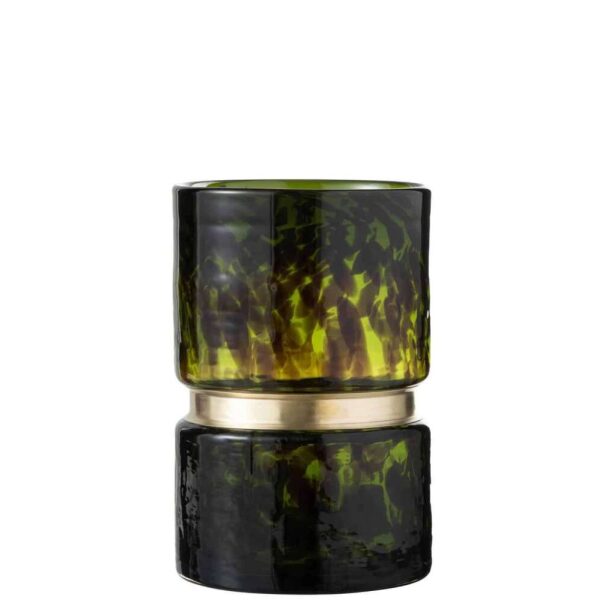 VASE SPECK GLASS GREEN/BLACK/GOLD SMALL