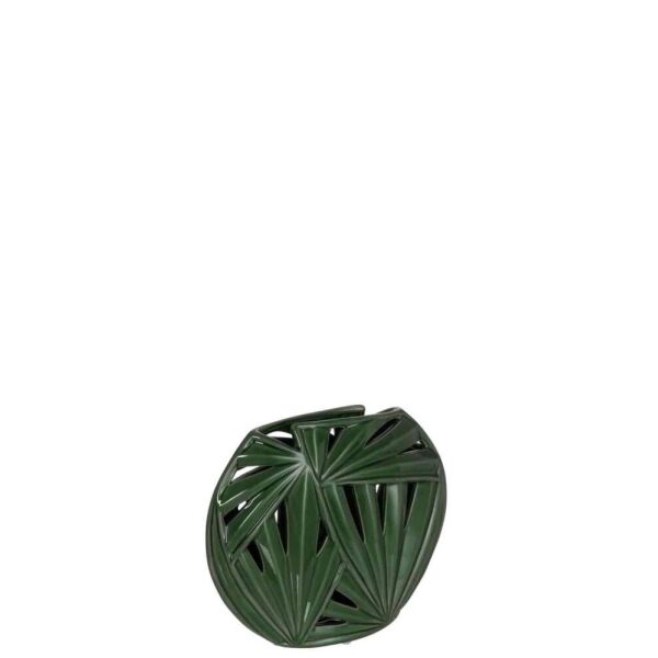 VASE OVAL TROPICAL CERAMIC GREEN SMALL