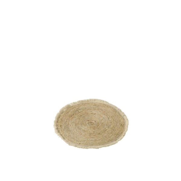 PLACEMAT TASSEL BAND MAIZE PEEL/COTTON BEIGE WHITE