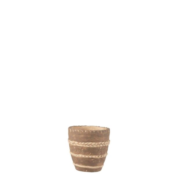 FLOWERPOT BRAIDED TERRACOTTA BROWN SMALL