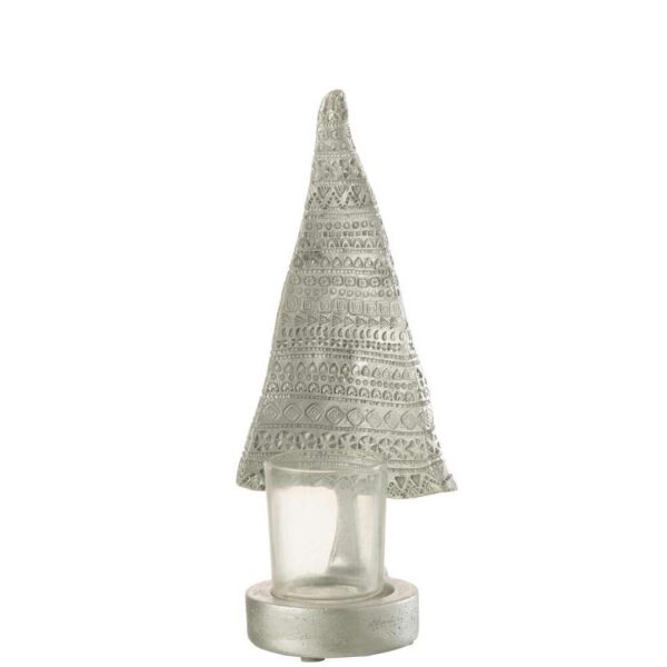 CANDLE HOLDER XMAS TREE POLY SILVER LARGE