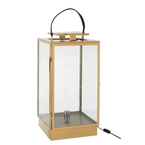 LANTERN LAMP METAL/GLASS GOLD