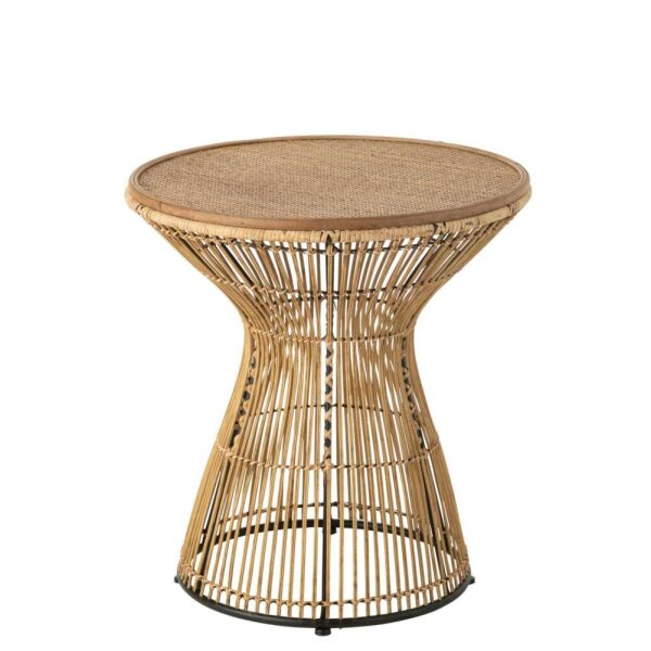 SIDETABLE ROUND GROOVES RATTAN NATURAL