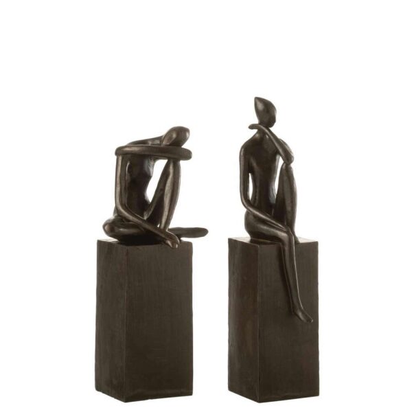 FIGURE ON BASE POLY DARK BROWN ASSORTMENT OF 2