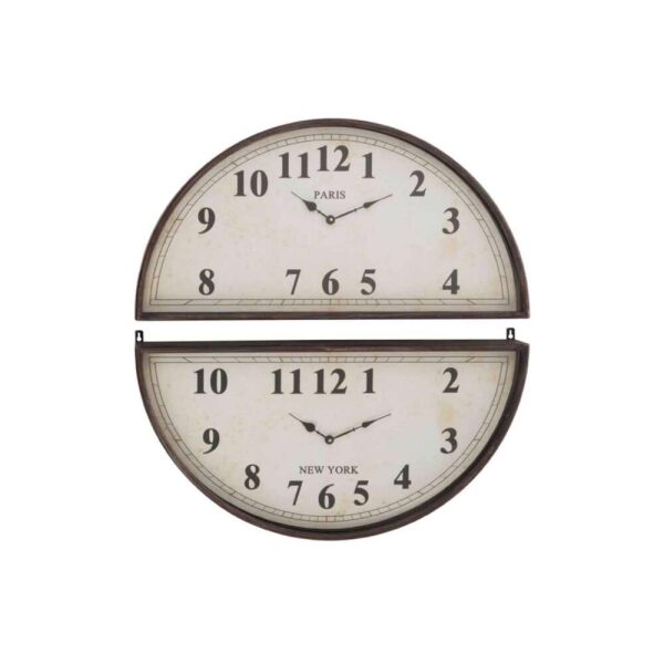 CLOCK 2 PIECES PARIS LONDON METAL BROWN