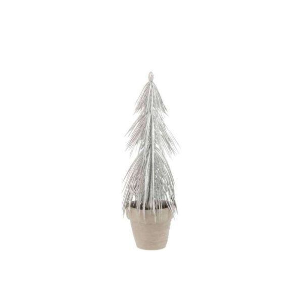 PINE TREE IN POT GLITTER PLASTIC SILVER
