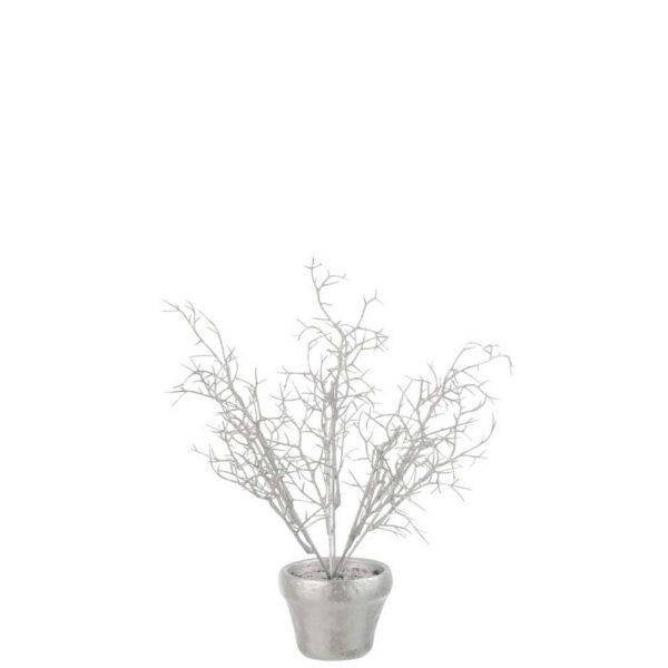 TREE IN POT GLITTER PLASTIC SILVER