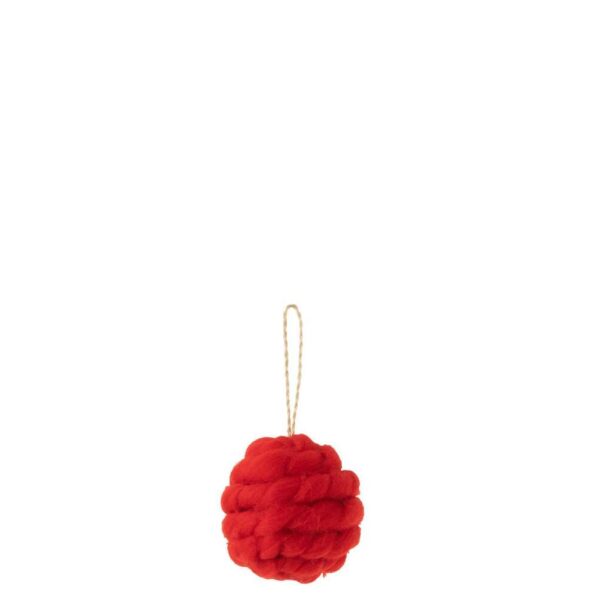 BALL HANGER BRAIDED WOOL TEXTILE RED