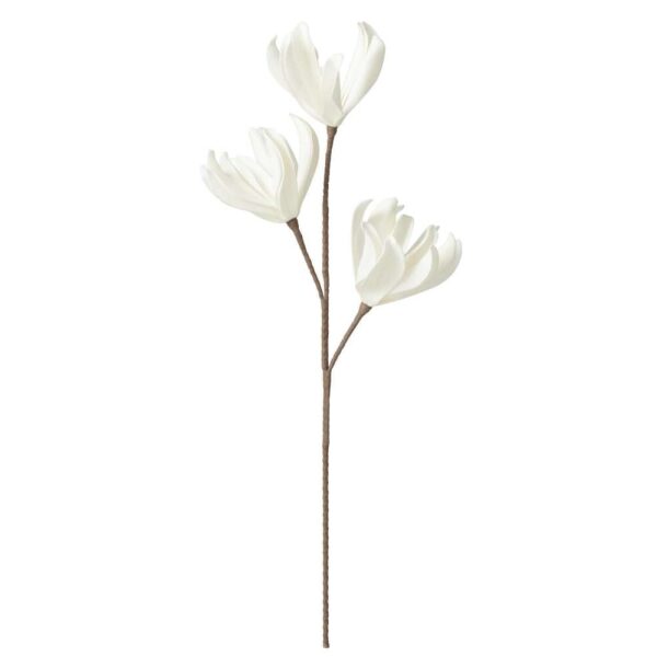 FLOWER BRANCH SHORT LEAVES 3 HEADS EVA WHITE