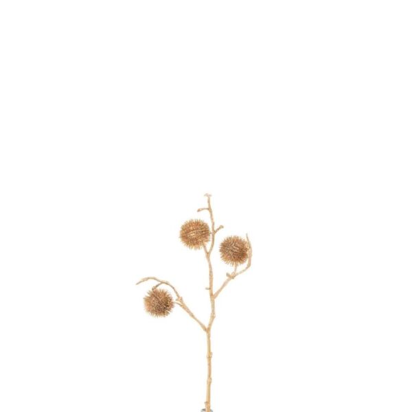 BRANCH GLOBE-THISTLE 3 PARTS GLITTER PLASTIC GOLD