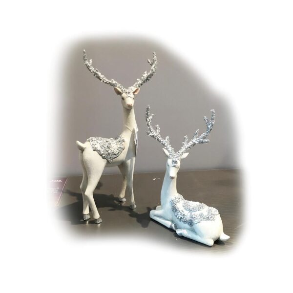 Figur Hjort Hvit/Glitter S/2 20Cm