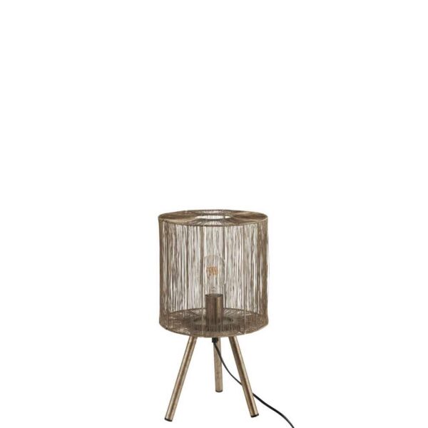TABLE LAMP METAL ANTIQUE BROWN SMALL