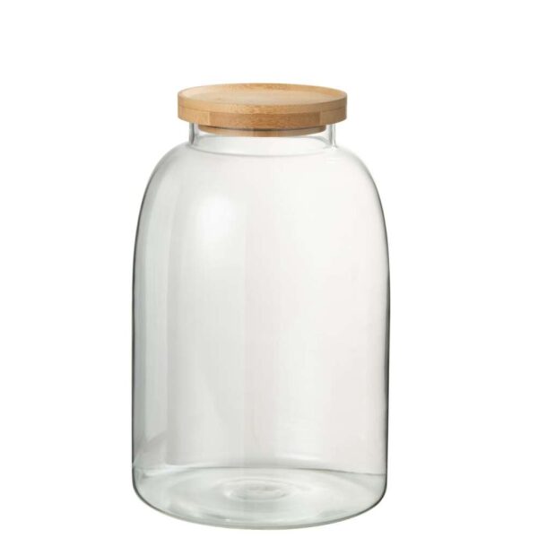 GLASS POT TOM GLASS/BAMBOO TRANSPARENT/NATURAL LARGE