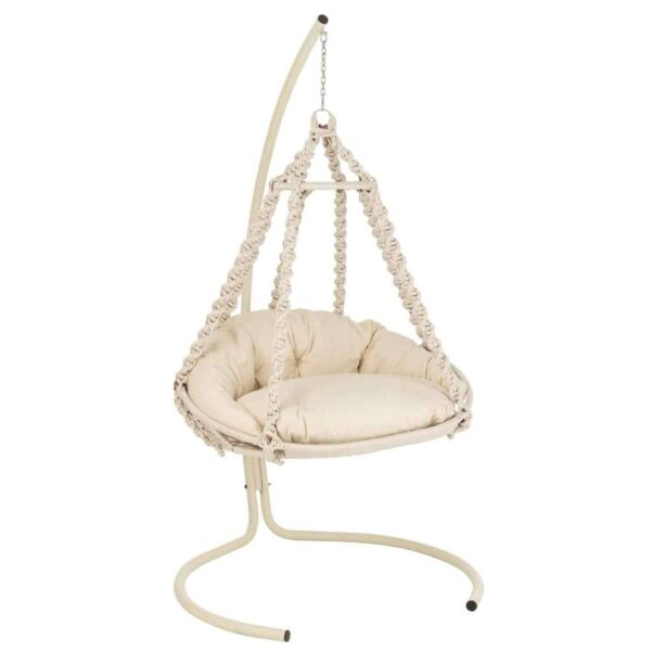HANGING CHAIR+CUSHION OCTOPUS ROPE/METAL WHITE