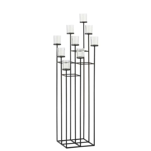CANDLE HOLDER 9 PARTS METAL/GLASS BLACK