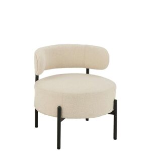 LOUNGE CHAIR BOUCLE PLYWOOD/POLYESTER WHITE/BLACK