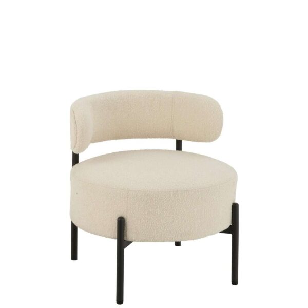 LOUNGE CHAIR BOUCLE PLYWOOD/POLYESTER WHITE/BLACK