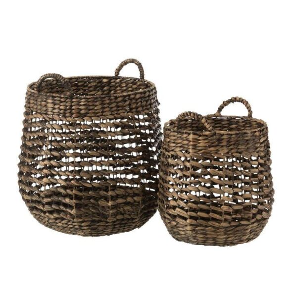 SET OF 2 BASKETS WATER HYACINTH DARK BROWN