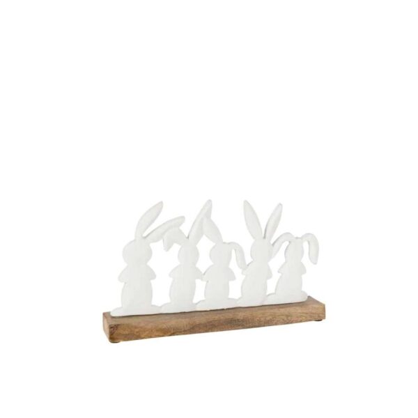 RABBITS ON A ROW MANGO WOOD/IRON WHITE NATURAL