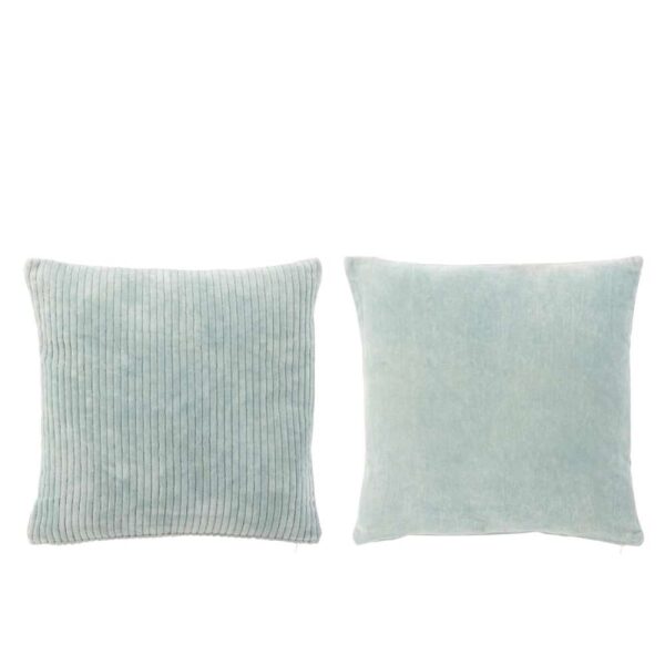 CUSHION VELVET SQUARE COTTON BLUE ASSORTMENT OF 2