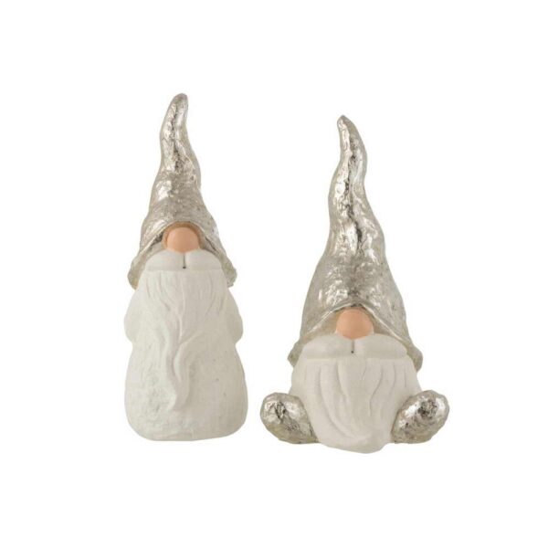 SANTA CERAMIC WHITE/SILVER LARGE ASSORTMENT OF 2