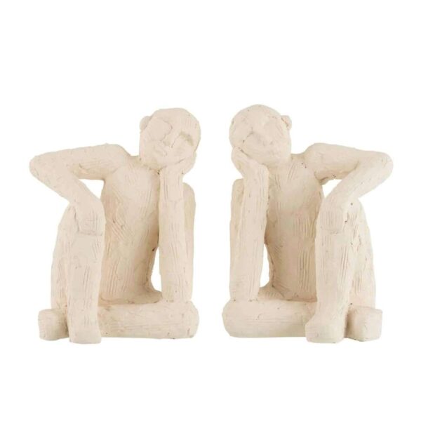 SET OF 2 BOOKEND SITTING CEMENT WHITE LARGE