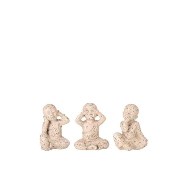 MONNIK SEE/HEAR/SPEAK NO EVIL POLY BEIGE/SALMON SMALL ASSORTMENT OF 3