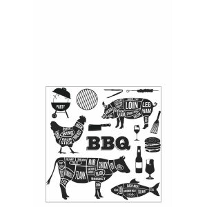 PACK 20 NAPKINS BARBECUE PAPER WHITE/BLACK SMALL