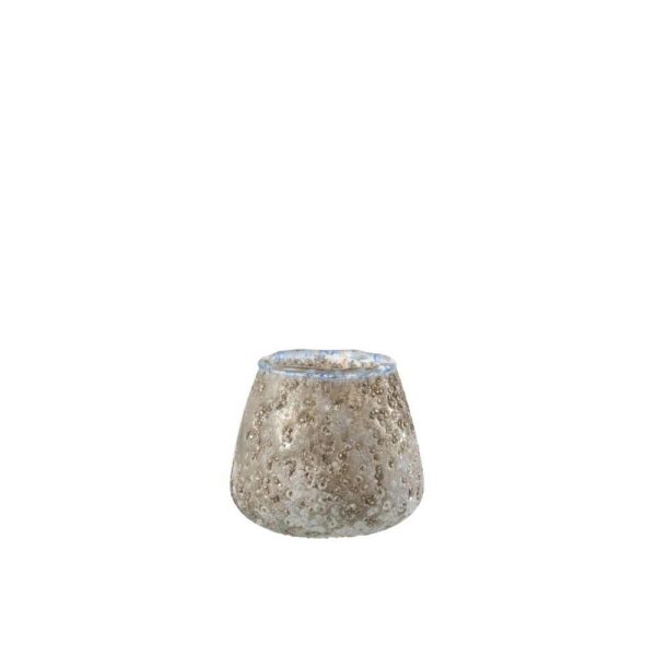 TEALIGHT HOLDER GLASS GREY SMALL