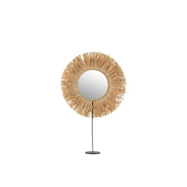 MIRROR ON FOOT ROUND REED RAFFIA NATURAL