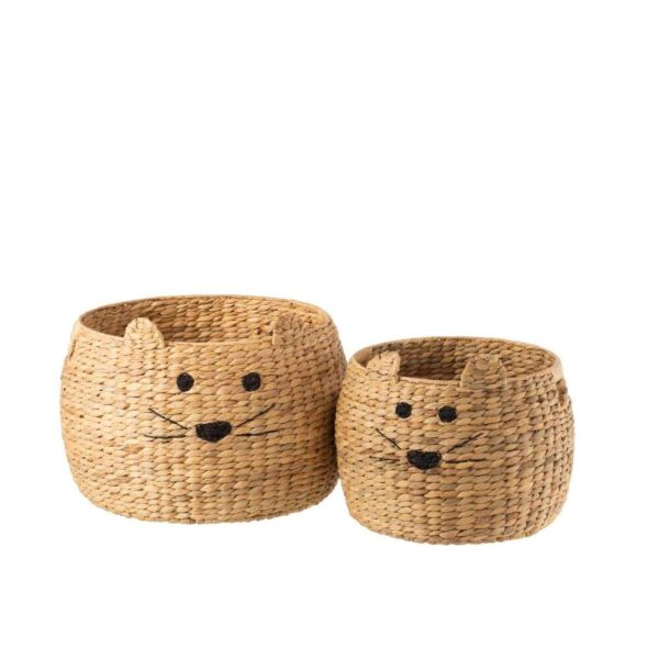 SET OF 2 BASKETS CAT WATER HYACINTH NATURAL