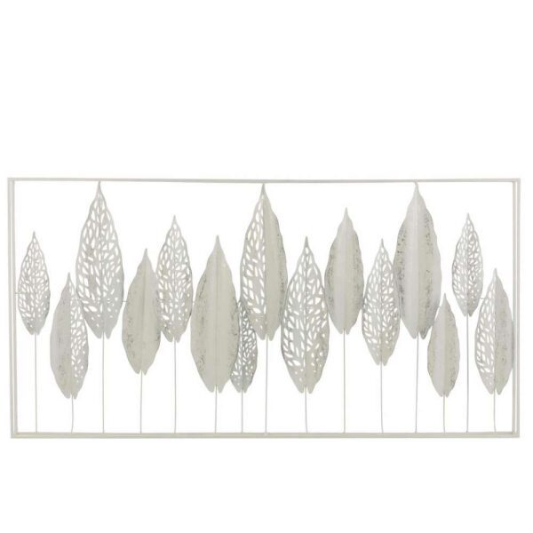 WALL DECO LEAVES METAL WHITE