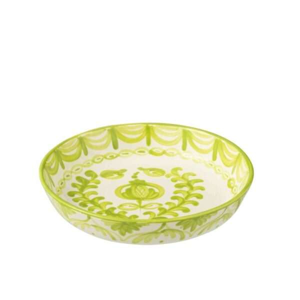 BOWL GRANADA LOW CERAMIC WHITE/GREEN LARGE
