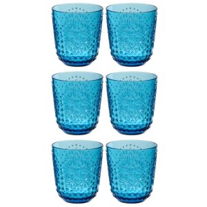 BOX OF 6 DRINK GLASS PLASTIC AZURE